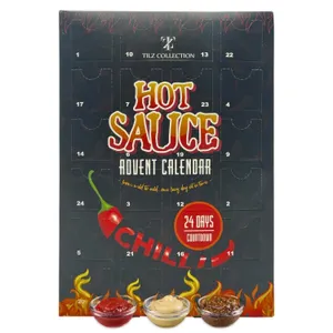 New 2025 Chilli Advent Calendar - 24 Day Hot Sauce Sachets, 20 Fiery Flavors