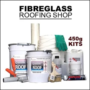 Fibreglass Flat Roofing Kit 450g 15sqm Dark Grey (No Tools)