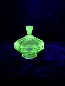 Art Deco Uranium Glass 5 Piece Dressing Table Set Vintage Used