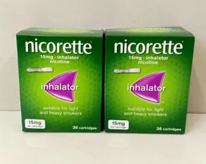 NEW Nicorette 3658036 Inhalator 15mg 72 Cartridges (2x36) Nicotine Replacement