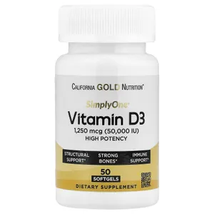 Super Nutrition SimplyOne Vitamin D3 50000 IU 50 Softgels Cholecalciferol NEW