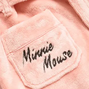 Disney Minnie Mouse Kids Pink Hooded Soft Dressing Gown Robe (5-6 Years)