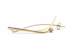 Betty Cooke 14ct Gold Diamond Earrings Boomerang 14K Genuine Designer RARE Vtg