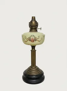 Victorian Antique Art Deco Uranium Glass Oil Lamp Untested Electrics No Shade