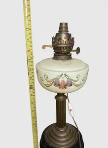 Victorian Antique Art Deco Uranium Glass Oil Lamp Untested Electrics No Shade