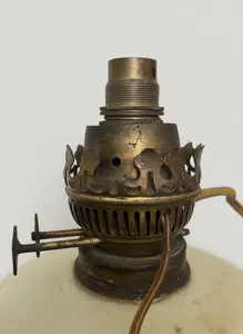 Victorian Antique Art Deco Uranium Glass Oil Lamp Untested Electrics No Shade