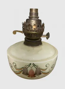 Victorian Antique Art Deco Uranium Glass Oil Lamp Untested Electrics No Shade