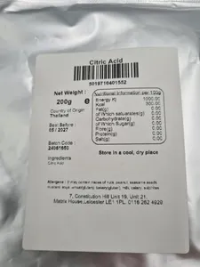 Citric Acid 200g Monohydrated E330 Food Grade Bath Bombs Cleaning Wine