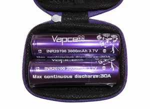 2x Vapcell 3000mAh 20700 Batteries in Zipped Protective Case