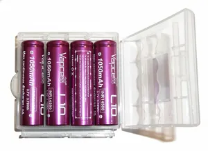 4x Vapcell L10 1050mAh 14500 Li-Ion Rechargeable Batteries + Case NEW