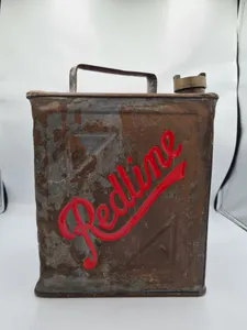 Vintage Redline 2 Gallon Petrol Can Rusted Automobilia Collectible Gas Fuel