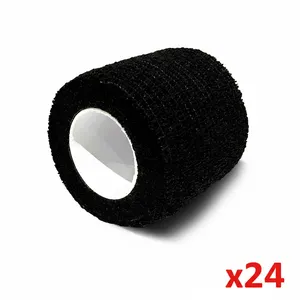 24 Rolls Black Cohesive Elastic Bandage Sport Equestrian Tattoo Veterinary NEW