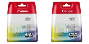2 X Multipack Genuine Canon BCI 24 Ink Cartridges For Canon i250 i320 i350