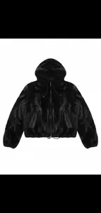 Women's Real Mink Fur Jacket with Hood - Size 8-12 - New Without Tags