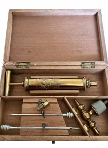 Antique Victorian Brass Medical Surgical Hypodermic SYRINGE Set J Grey Sheffield