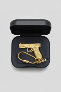 Glock Pistol Gold Plated Keyring Keychain New in Presentation Box Gift