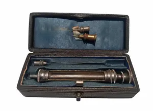 Antique Metal Hypodermic Syringe 1800s Original Box Collectible NOT FOR USE