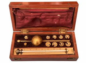 Antique Sikes Hydrometer Boxed Brass M Jordi Dublin - Broken Thermometer Collectible