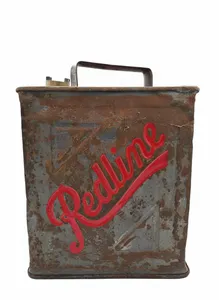 Vintage Redline 2 Gallon Petrol Can Rusted Automobilia Collectible Gas Fuel