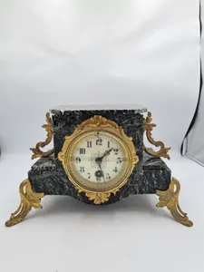 Antique French Marble Slate Garniture Centre Piece Clock