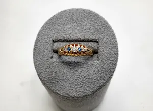 Vintage 18ct Gold Hallmarked Sapphire Diamond 5 Stone Ring Size L