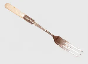 SOLID SILVER ANTIQUE PICKLE FORK MOTHER OF PEARL HANDLE Hallmarked