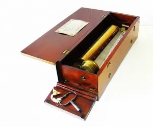 Antique Mahogany Music Box by NICOLE FRERES Key Wind 6 Air Piano Forte 1800s