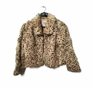 Rory Beca Rabbit Fur Pea Coat Animal Print Women's Size M New Without Tags