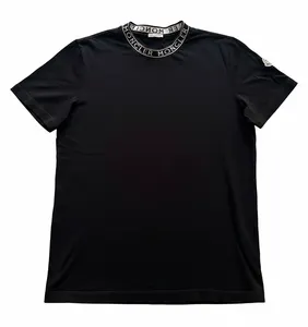Moncler Black Logo Neckband T-Shirt - Mens Large (22.5" PTP) - Authentic Tee