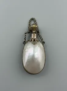 Antique Chatelaine Mother Of Pearl Nacre 19th Century Perfume Scent Bottle