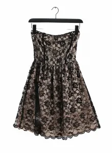 New Look Women's Black Lace Cream A-Line Midi Dress UK 8