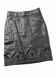 Versace Instante Vintage Mini Skirt Waist 28 UK 10 Black Genuine Nappa Leather