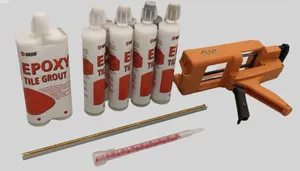 12 Pack 6 GLITTER GOLD 6 Glitter Silver Epoxy Grout +Caulking Gun