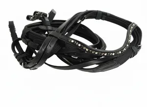 Busse Pair of Comfort Padded Leather Horse Bridle Reins XWB Jewel Detail