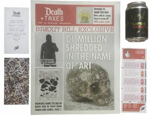 Imbue Death + Taxes 5-Piece Set - Newspaper, Drinks Can, Bookmark, Receipt, Stock Lotto