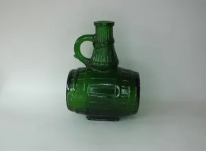 5x Vintage Collectibles Lot: Green Glass Cognac Bottle, Teapot, Framed Art, Jug, Tea Towel