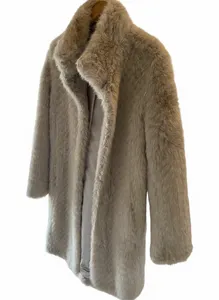 Linea Women's Grey Fur Coat Size 12 - Very Good Condition