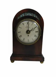 Antique Mahogany Miniature Single Fusee Alarm Mantel Clock By Gurdon Woodbridge