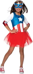 Rubie's Official Marvel Avengers Captain America Metallic Girls Costume Age 8-9