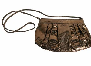 Carlos Falchi Fatto A Mano Bronze Python Snakeskin Shoulder Evening Clutch Bag