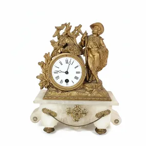 French Mantel Clock Late 19th Century Figural Spelter Gilt - Not Working