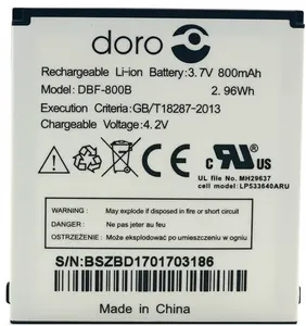 Genuine Doro DBF-800B 800mAh Battery PhoneEasy 1362 410 2414 606 610 621 622