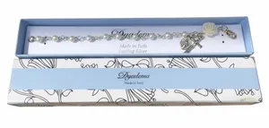 Dyadema Sterling Silver Freshwater Pearl & Coral Rose Bracelet, Holy Medallion