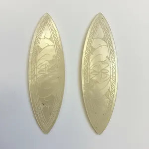 2x Antique Mother Of Pearl Chinese Gaming Counters Oval Leaf Design