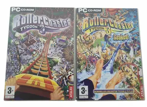 RollerCoaster Tycoon 3 & Soaked PC CD-ROM Game Bundle Good Condition