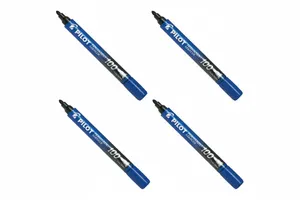4 x Pilot Permanent Marker 100 Bullet Tip Blue