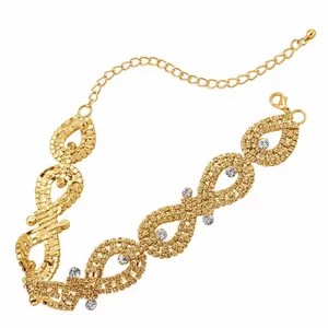 Fashion Women's Gold Crystal Rhinestone Choker Necklace New with Tags