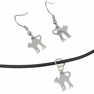 Hypoallergenic Stainless Steel Tiny Cat Jewellery Set - Earrings, Pendant, Necklace
