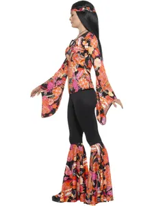 60s Willow The Hippie Costume MultiColoured Top/Trousers/Headscarf/Medallion -XL
