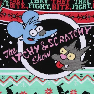 Official The Simpsons Itchy & Scratchy Knitted Jumper Sweater -Small